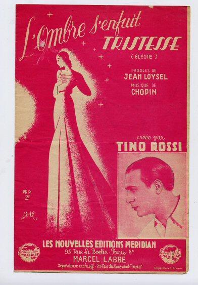 Tino ROSSI  « L’ombre S’enfuit, Tristesse », 1939 - Other & Unclassified