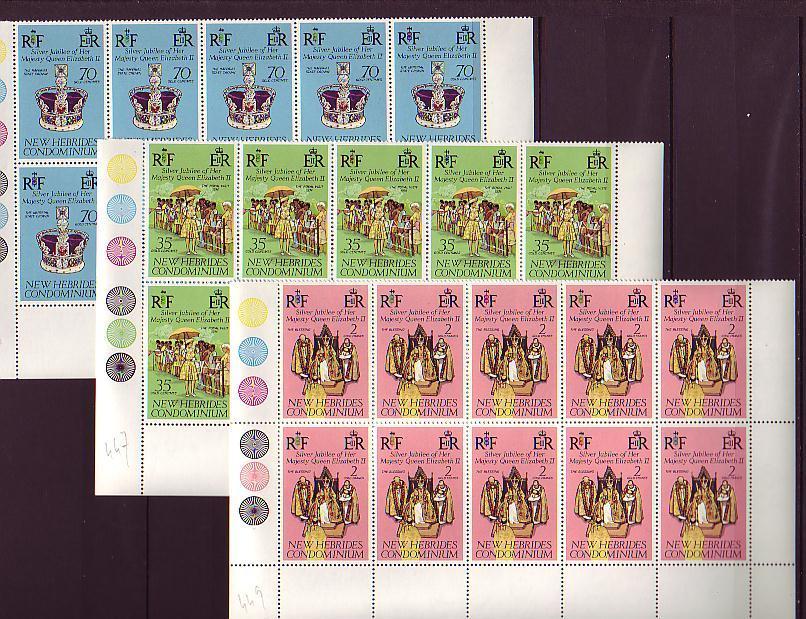 Lot N° 2  Nouvelles- Hébrides Bloc De 10 Timbres N° 444 / 446 France  Et Angletterre Superbe !! - Other & Unclassified