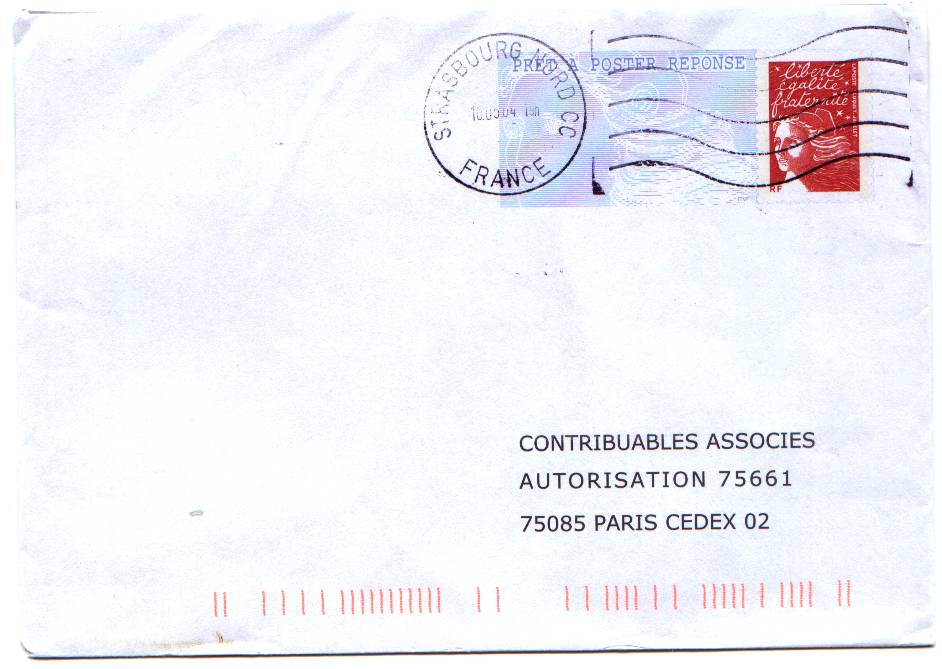 PAP Réponse Contribuables Associés - Oblitéré - N° 0307748 - Prêts-à-poster: Réponse /Luquet