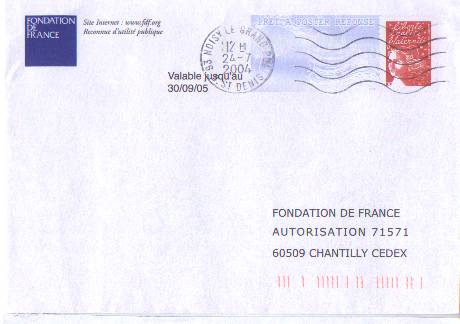 PAP Réponse Fondation De France - Oblitéré - N° 0404638 - Listos Para Enviar: Respuesta /Luquet