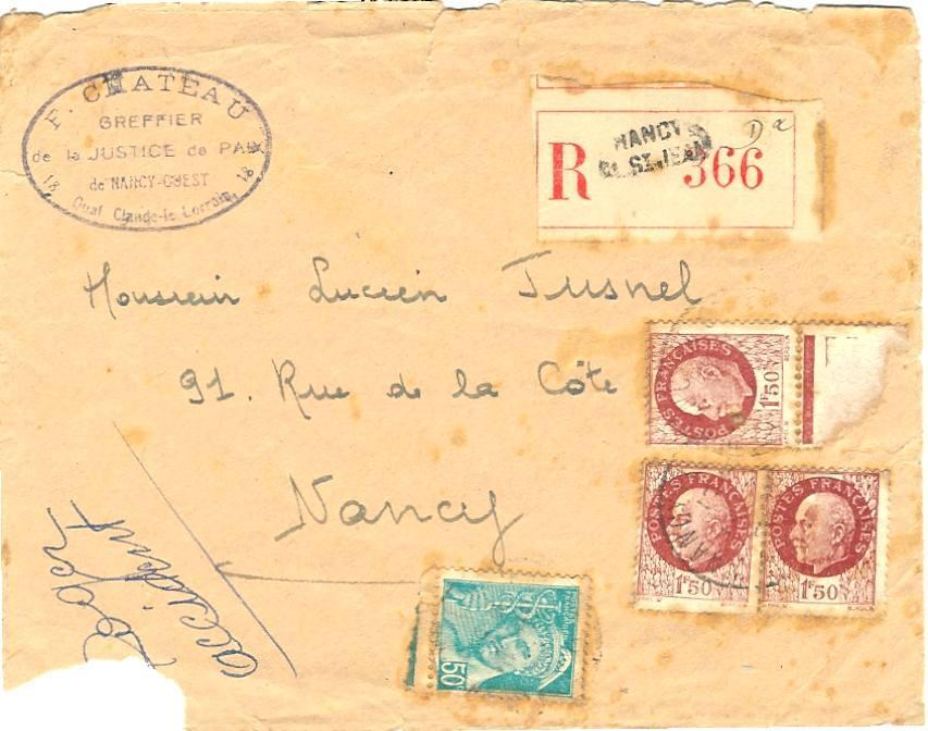 Lettre Recommandée N° 517 N°549 - 1941-42 Pétain