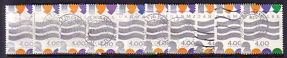 Danemark. 1235 (1999). - 10 Vagues Stylisées - Oblitérés