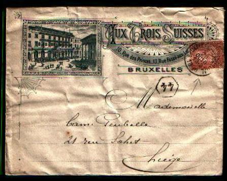 57 Op Brief Met Treinstempel BRUXELLES - HERBESTHAL Op 20/10/1898 !!(B245) - Ambulants
