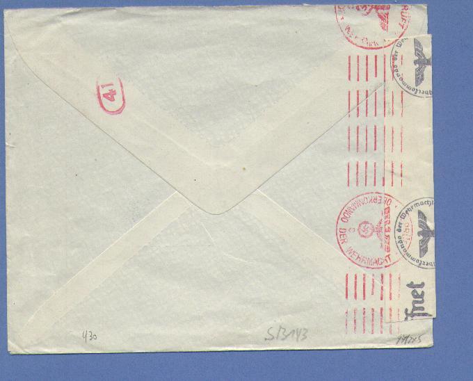 430 Op Brief Naar Duitsland Met Censuur !!(B247) - 1936-51 Poortman