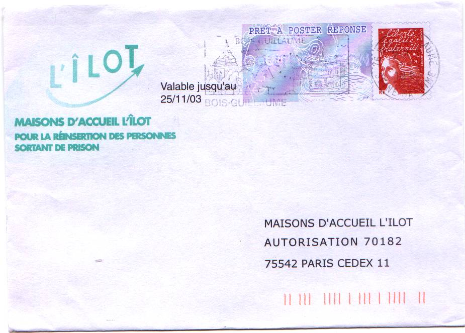 PAP Réponse Maison D´accueil L´Ilot - Oblitéré - N° 0204500 - Listos Para Enviar: Respuesta /Luquet