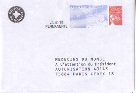 PAP Réponse Médecins Du Monde - Neuf - N° 0200461 - PAP: Antwort/Luquet