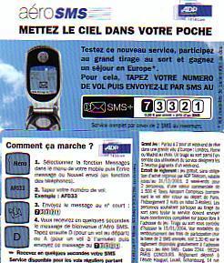 CARTE A CODE ADP TELECOM AERO SMS PAS COURANT - Ausstellungskarten