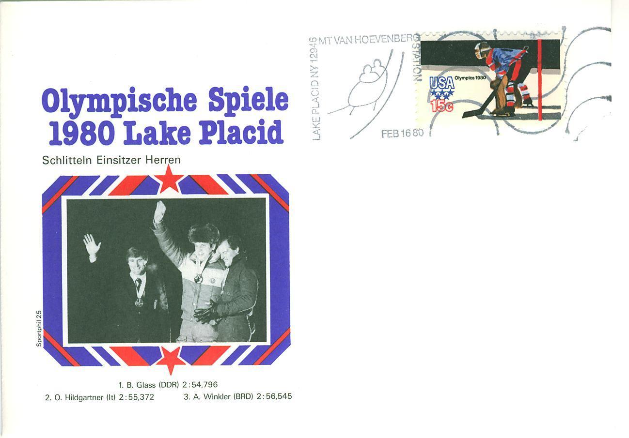 C0345 Bluge Bobsleigh Flamme Illustree USA 1980 Jeux Olympiques De Lake Placid - Hiver 1980: Lake Placid