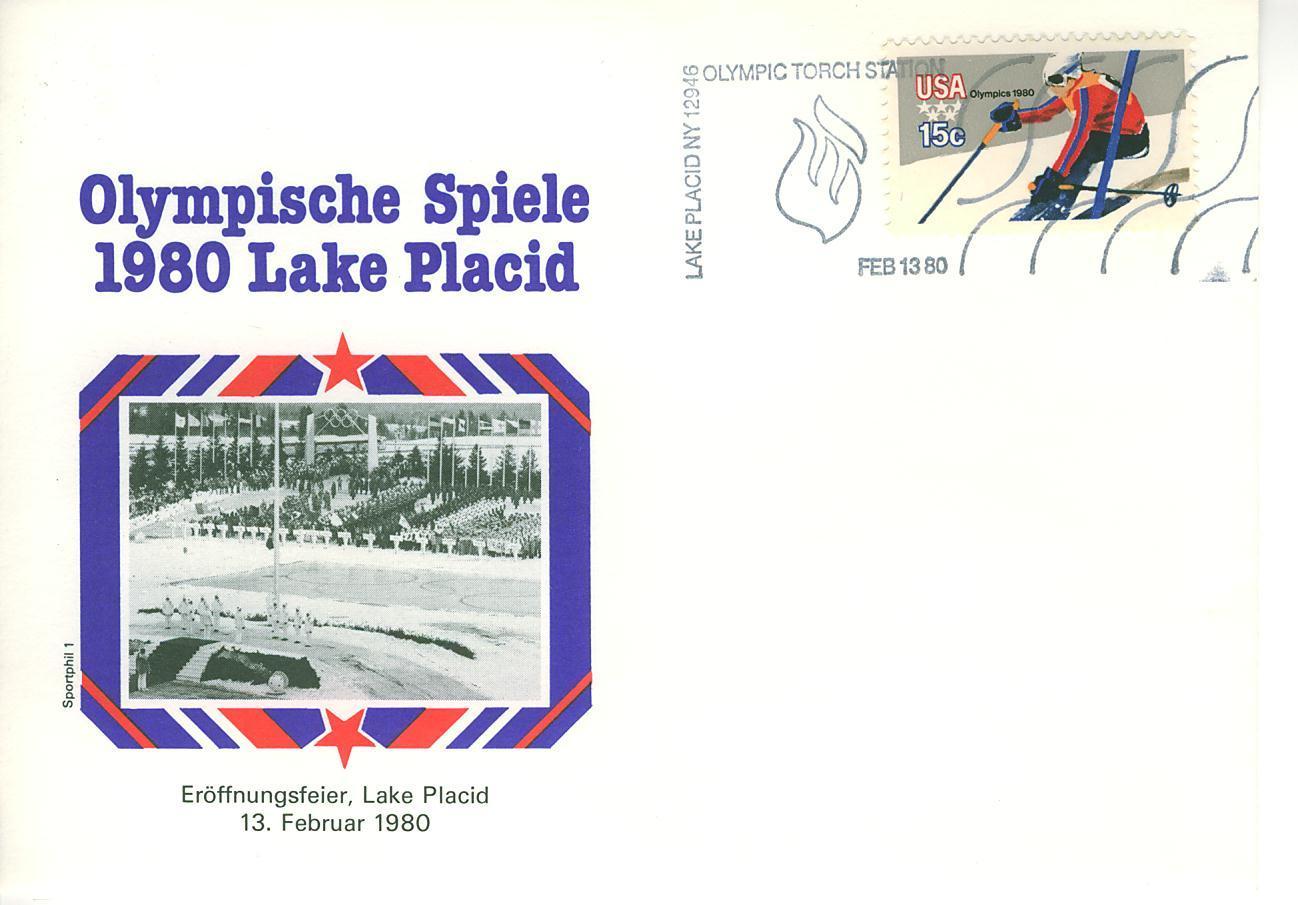 C0333 Torche Olympique Flamme Illustree USA 1980 Jeux Olympiques De Lake Placid - Hiver 1980: Lake Placid
