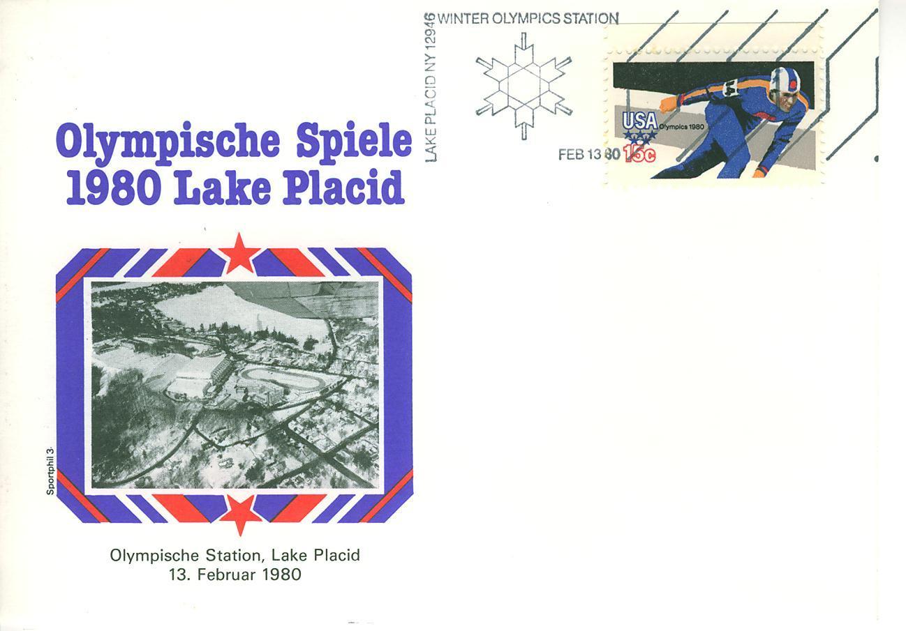C0335 Flocon De Neige Flamme Illustree USA 1980 Jeux Olympiques De Lake Placid - Hiver 1980: Lake Placid