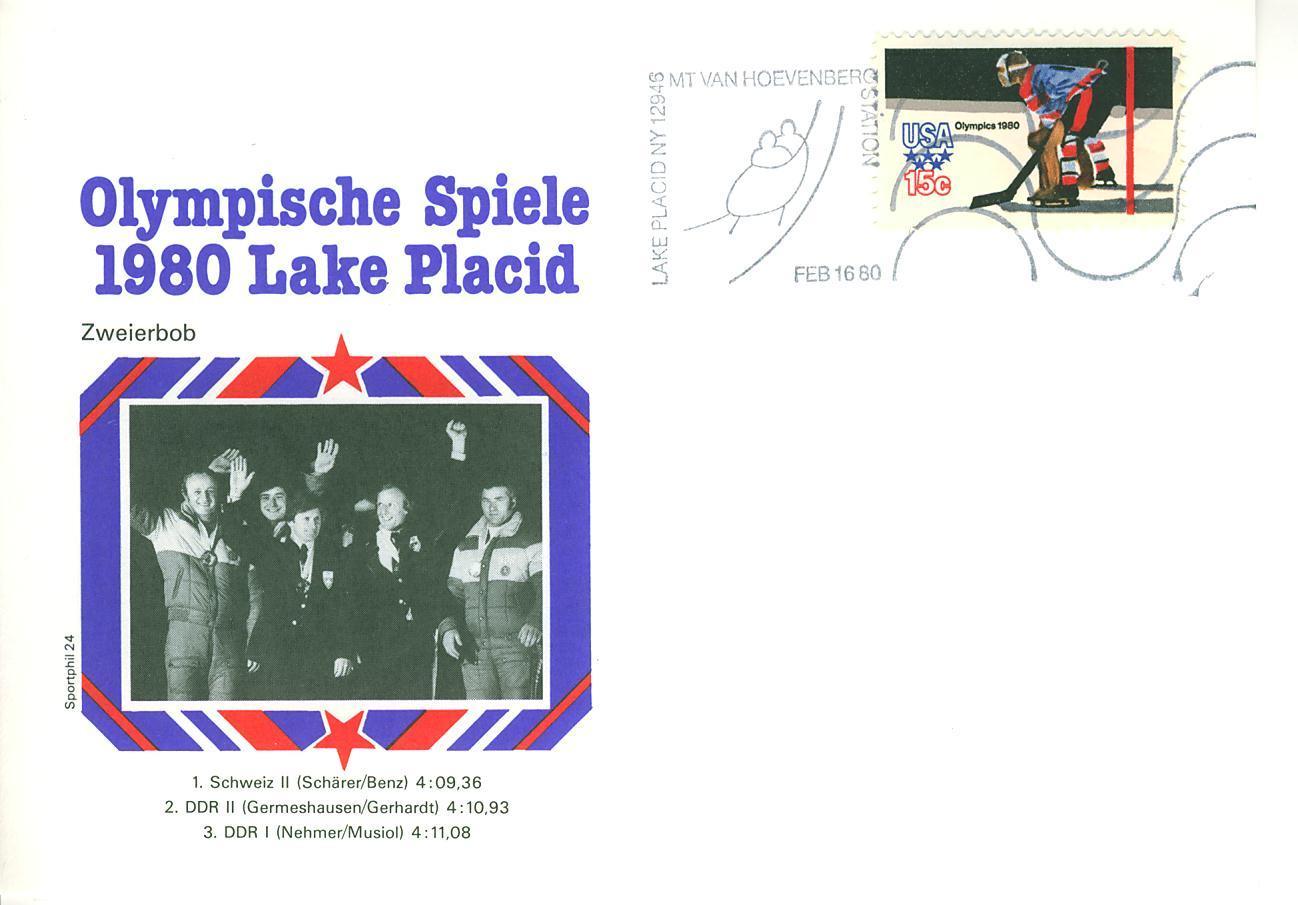 C0342 Bobsleigh Flamme Illustree USA 1980 Jeux Olympiques De Lake Placid - Wintersport (Sonstige)