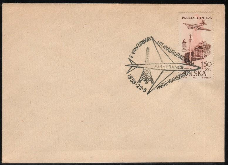 POLAND 1959 1ST FLIGHT COVER PARIS-WARSAW - Vliegtuigen