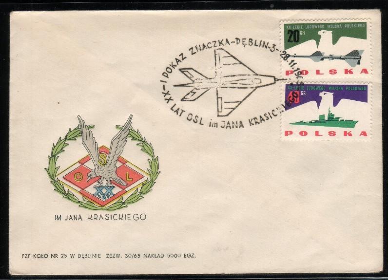 POLAND 1965 COVER FOR MILITARY FLIGHT PHILATELIC EXPO DEBLIN - Airplanes