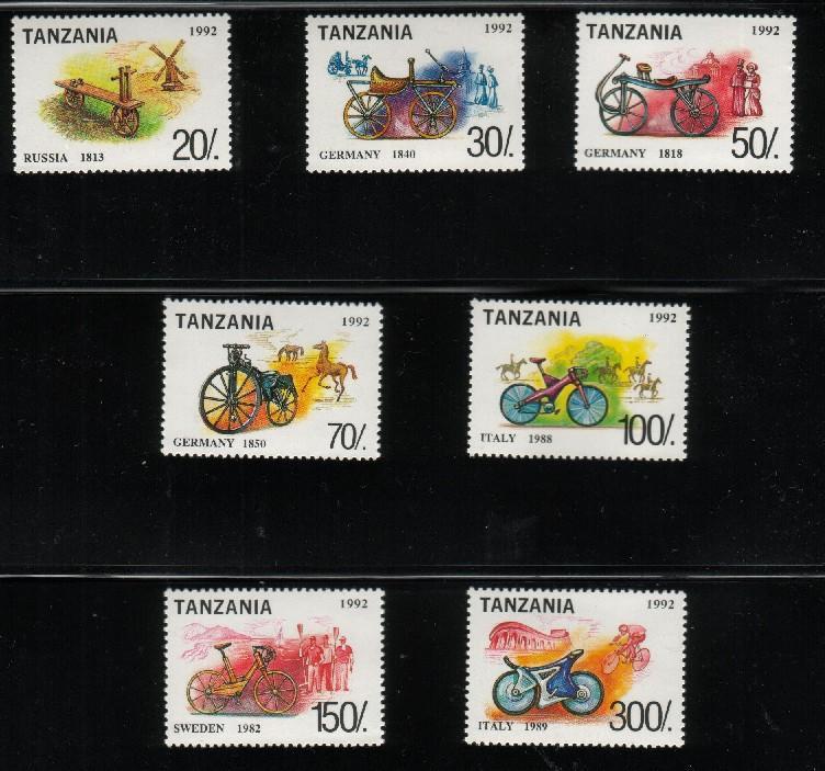 TANZANIA 1992 BICYCLES SET OF 7 NHM - Vélo