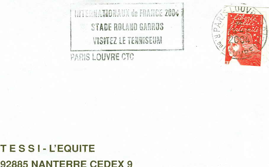 OBLITERATION TEMPORAIRE FRANCE 2004 PARIS ROLLAND GARROS - Tennis