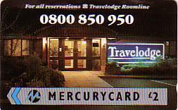 G.B. MERCURY CARD TRAVELODGE 2£ PRIVEE N° 3 PTHA....SUPERBE - [ 4] Mercury Communications & Paytelco