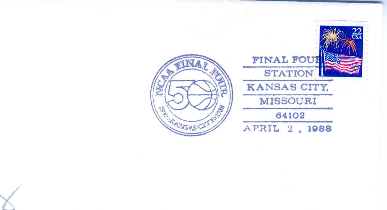 USA OBLITERATION TEMPORAIRE 1988 KANSAS CITY FINAL FOUR NCAA - Basketbal