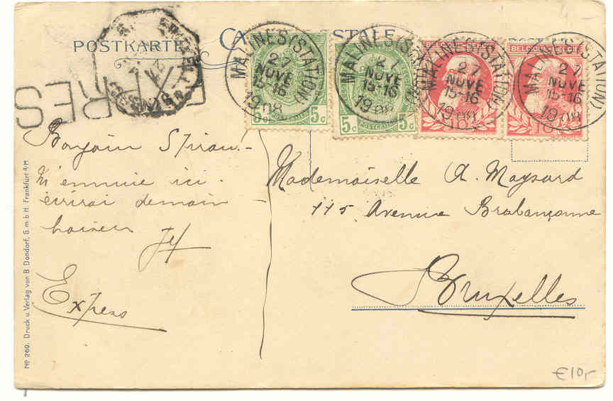 Briefkaart Vanuit Mechelen Verzonden Per Expres - 1905 Thick Beard