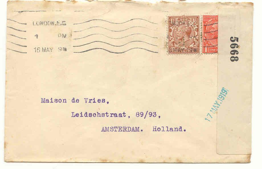 Brief Met Perfo Naar Amsterdam En Censuur - Perforadas