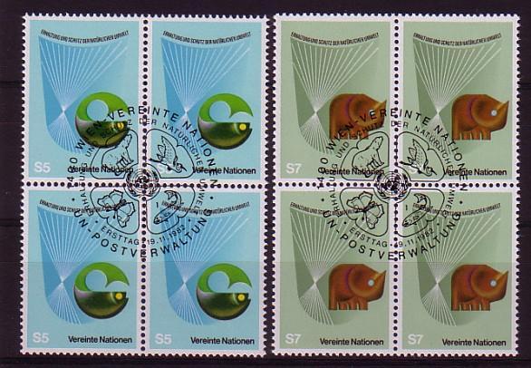 NATIONS UNIS - Bureau De VIENNE - 27/28 Obli (bloc De 4) Cote 13 Euros Depart à 10% - Used Stamps