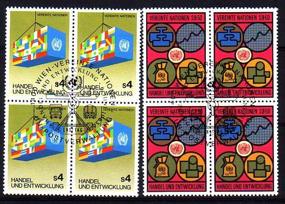 NATIONS UNIS - Bureau De VIENNE - 34/35 Obli (bloc De 4) Cote 11,20 Euros Depart à 10% - Used Stamps