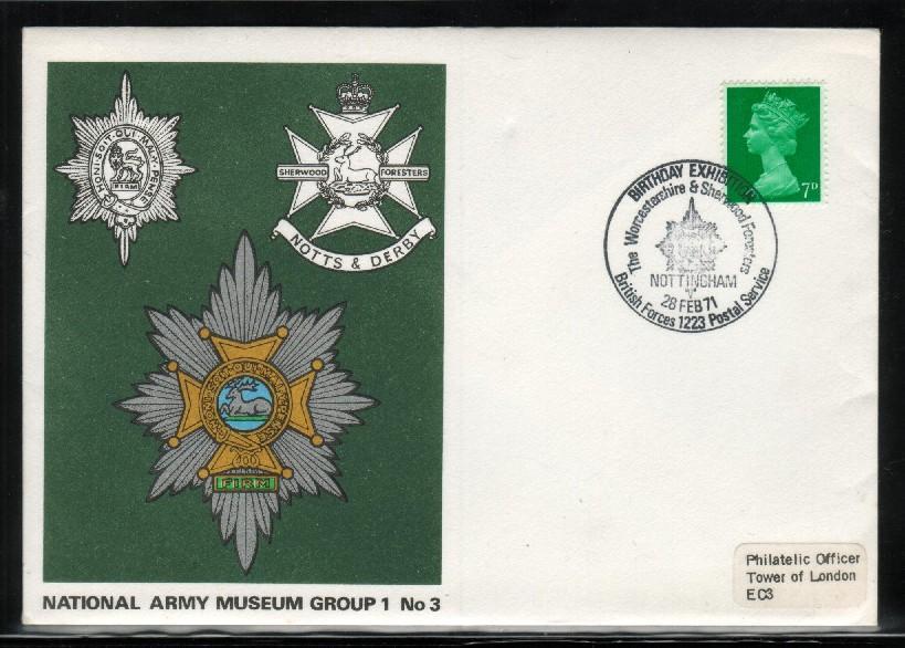 GB ARMY COVER BRITISH FIELD POST OFFICE CANCEL 1223 WORCESTERSHIRE & SHERWOOD FORESTERS REGIMENT BIRTHDAY EXPO Lion Stag - Covers