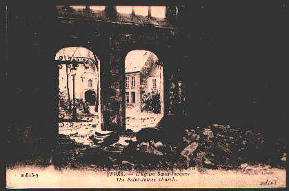 Kaart "YPRES - L'Eglise Saint-Jacques " Met Stempel PMB Op  16/8/1916 - Altri & Non Classificati