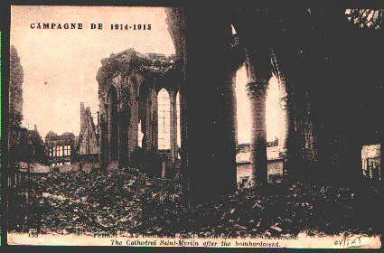 Kaart "YPRES - La Cathedrale Saint-Martin Aprés Le Bombardement " Met Stempel PMB Op  27/7/1916 - Altri & Non Classificati