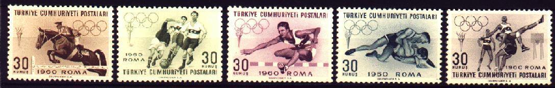 1960 - JEUX OLYMPIQUES DE ROME - TURQUIE YT 1562/1566 ** - Verano 1960: Roma