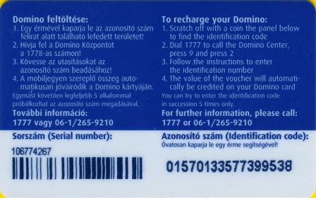 Hungary - GSM Recharge Card - Westel DOMINO 4500 Ft - Ungheria