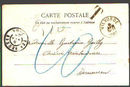 Ongefrankeerd Kaart Verzonden Van VILVORDE, Cirkelstempel Op 8/avr/1902 Naar Nederland, T Stempel Aangebracht - Storia Postale