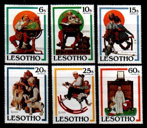 LESOTHO 1981 Mint Hinged Stamp(s) Rockwell Paintings 348-353 - Other & Unclassified