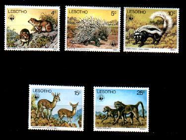 LESOTHO 1977 Mint Hinged Stamp(s) WWF Animals 228-232 - Andere & Zonder Classificatie