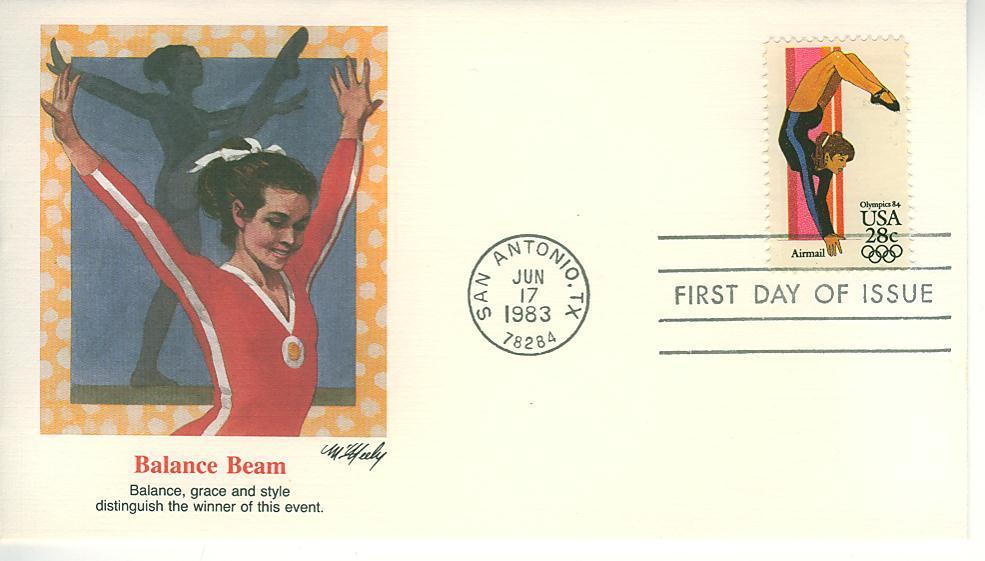 B0281 Gymnastique Poutre USA 1984 Premier Jour FDC Jeux Olympiques De Los Angeles - Gymnastique