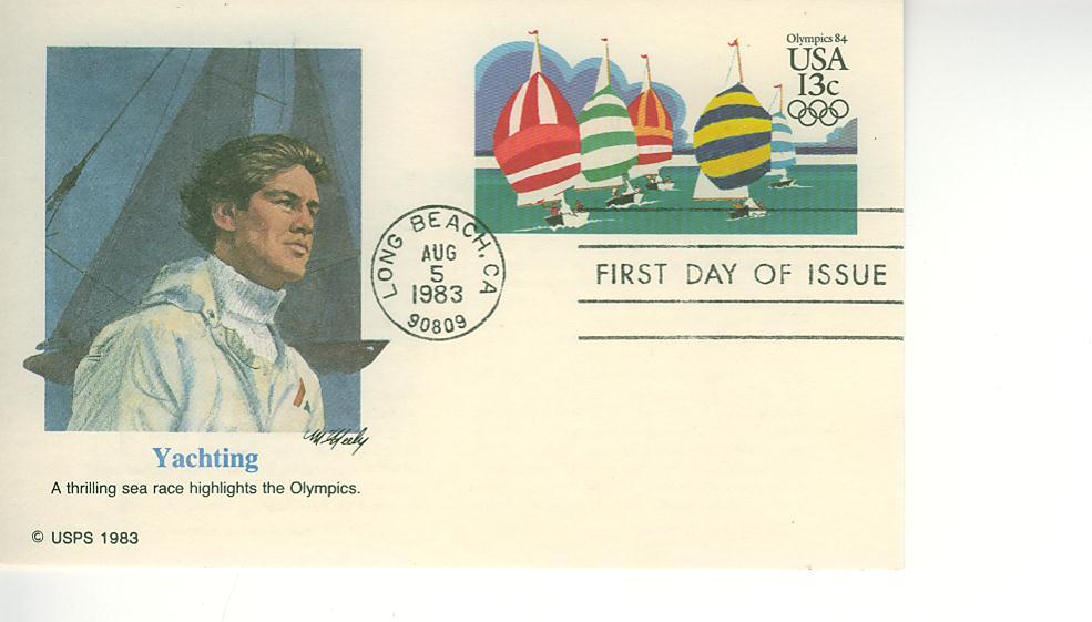 B0292 Entier Postal Voile USA 1984 Premier Jour FDC Jeux Olympiques De Los Angeles - Sailing