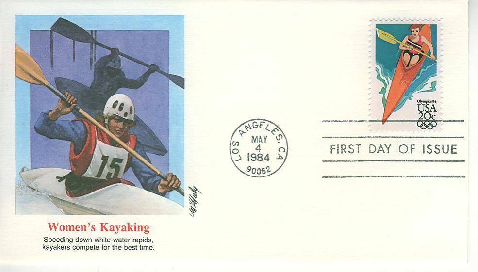 B0264 Canoe USA 1984 Premier Jour FDC Jeux Olympiques De Los Angeles - Canoa