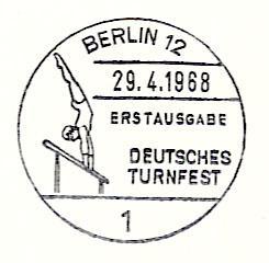 Allemagne : Cachet Temp. Illustré Gymnaste Sur Barre Fixe. Fete De La Gymnatique De Berlin 1968 Sur Carte. Superbe ! - Gymnastique