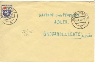 Zone Française En Allemagne - Lettre Reutlingen 1946 - Algemene Uitgaven