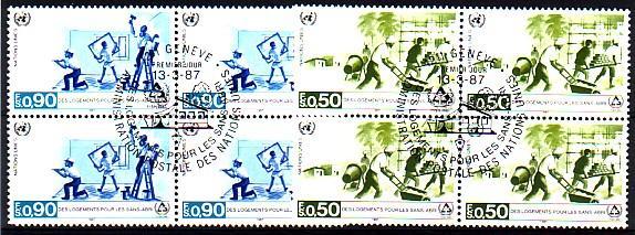 NATIONS UNIS - Bureau De Geneve - 154/155 Obli (bloc De 4) Cote 13 Euros Depart à 10% - Used Stamps