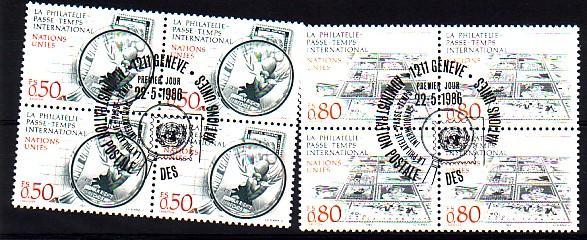 NATIONS UNIS - Bureau De Geneve - 143/144 Obli (bloc De 4) Cote 12 Euros Depart à 10% - Used Stamps