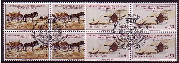 NATIONS UNIS - Bureau De Geneve - 133/134 Obli (bloc De 4) Cote 10,40 Euros Depart à 10% - Used Stamps