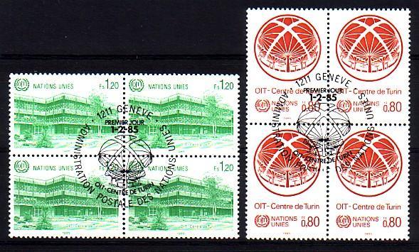 NATIONS UNIS - Bureau De Geneve - 127/128 Obli (bloc De 4) Cote 18,40 Euros Depart à 10% - Used Stamps