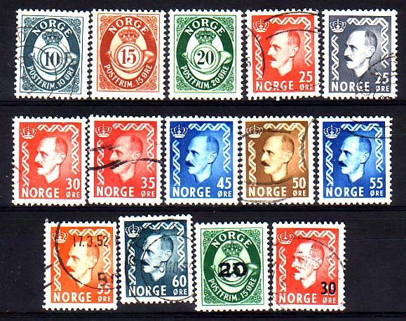 NORVEGE - 14 Timbres* Et Obli à 5 Cts Le Timbre - Unused Stamps