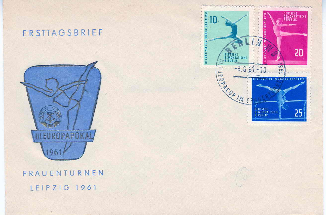 GYMNASTIQUE FDC RDA 1961 CHAMPIONNATS D'EUROPE A LEIPZIG - Gymnastique
