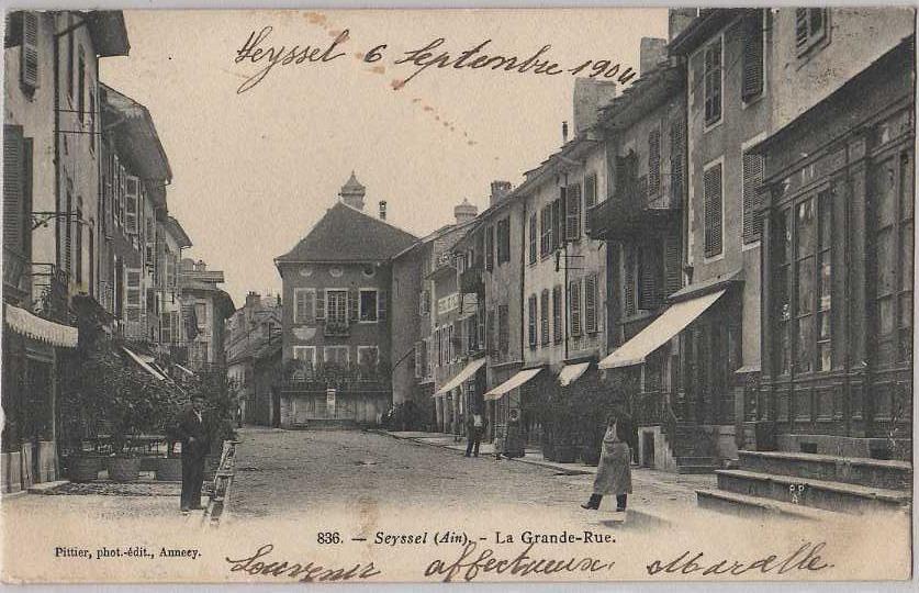 01 SEYSSEL Grande Rue, Animée, Commerces, Ed Pittier 836, 1904 - Seyssel