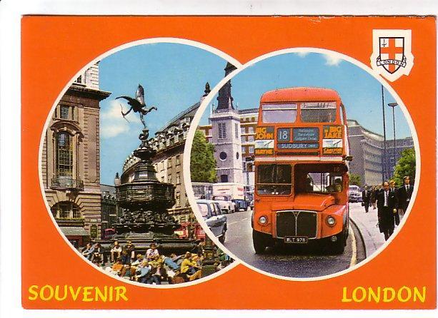 CARTE POSTALE DE GRANDE-BRETAGNE : PICCADILLY CIRCUS - RED BUS - LONDON - Piccadilly Circus