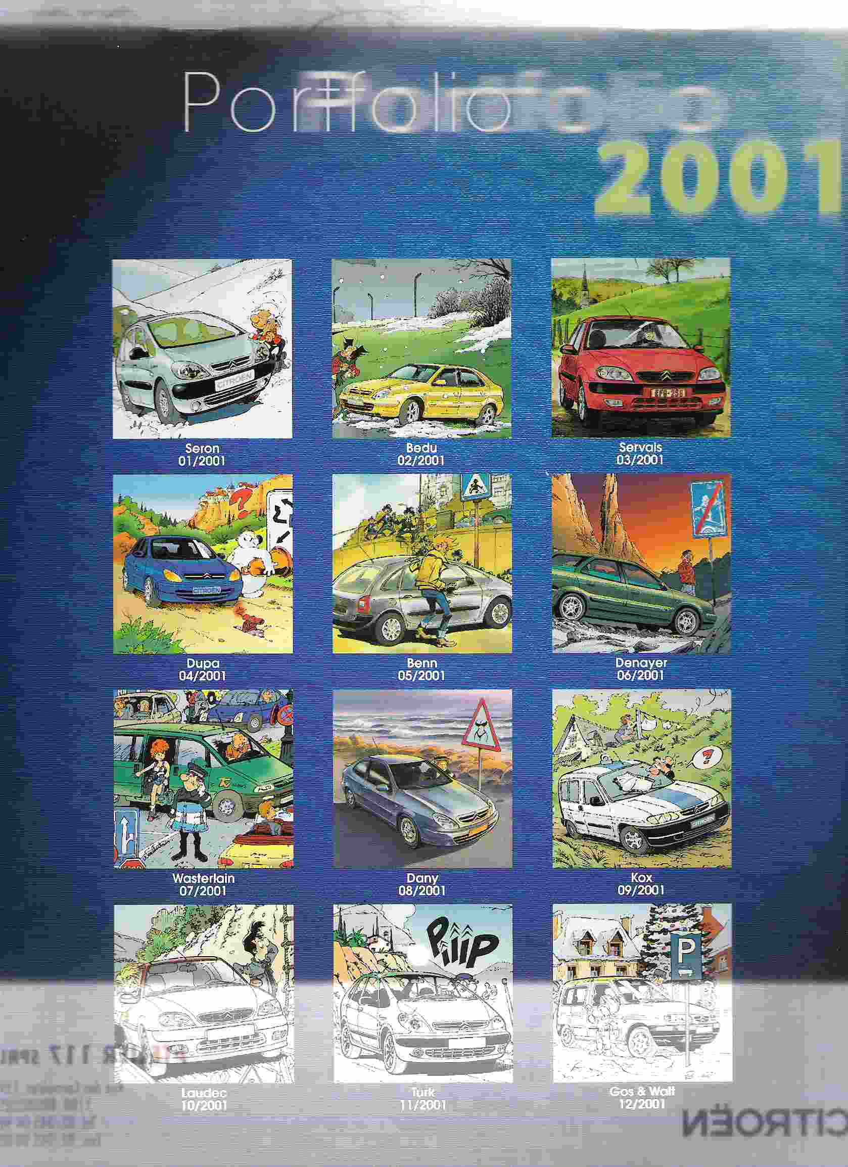 CALENDRIER  DE  CITROEN  2001 : 12 DESSINATEURS DE STRIPS - Otros & Sin Clasificación