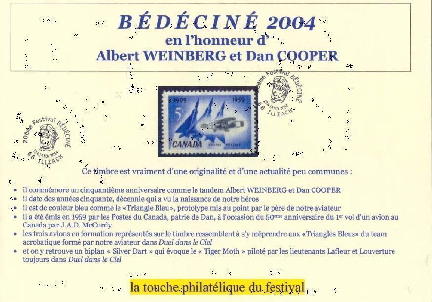 Bédéciné 2004 ILLZACH : Albert WEINBERG & Dan COOPER Carte Spéciale + Flamme Et Cachet Du Festival - Tarjetas Postales