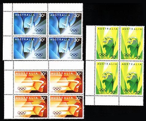 Australia Set Of 3 Blocks Of 4  - Los Angeles Olympics 1984 - Altri & Non Classificati