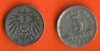 DEUTCHES REICH 1917-F Coin 5Pf Iron C147 - 5 Pfennig